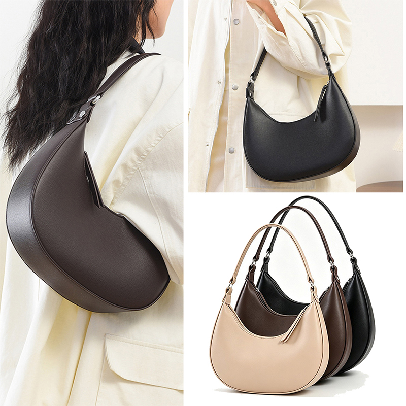 Half Moon Crescent - Trendy halvemaanvormige tas voor dames, PU-leren