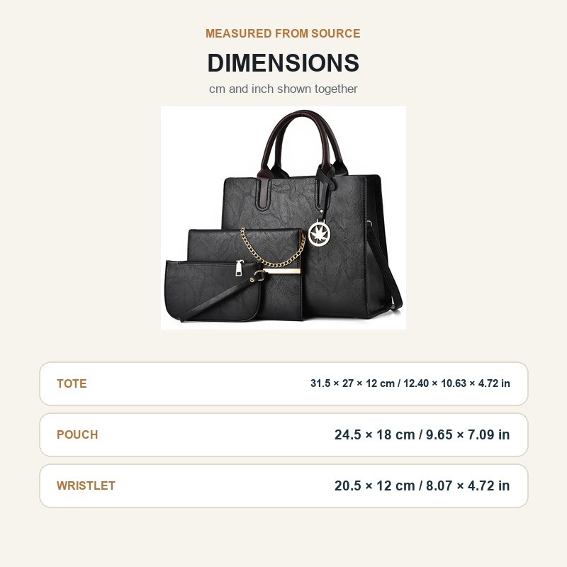 Dames 3-delige handtasset, gro - Top Handle Structured recensie en prijs